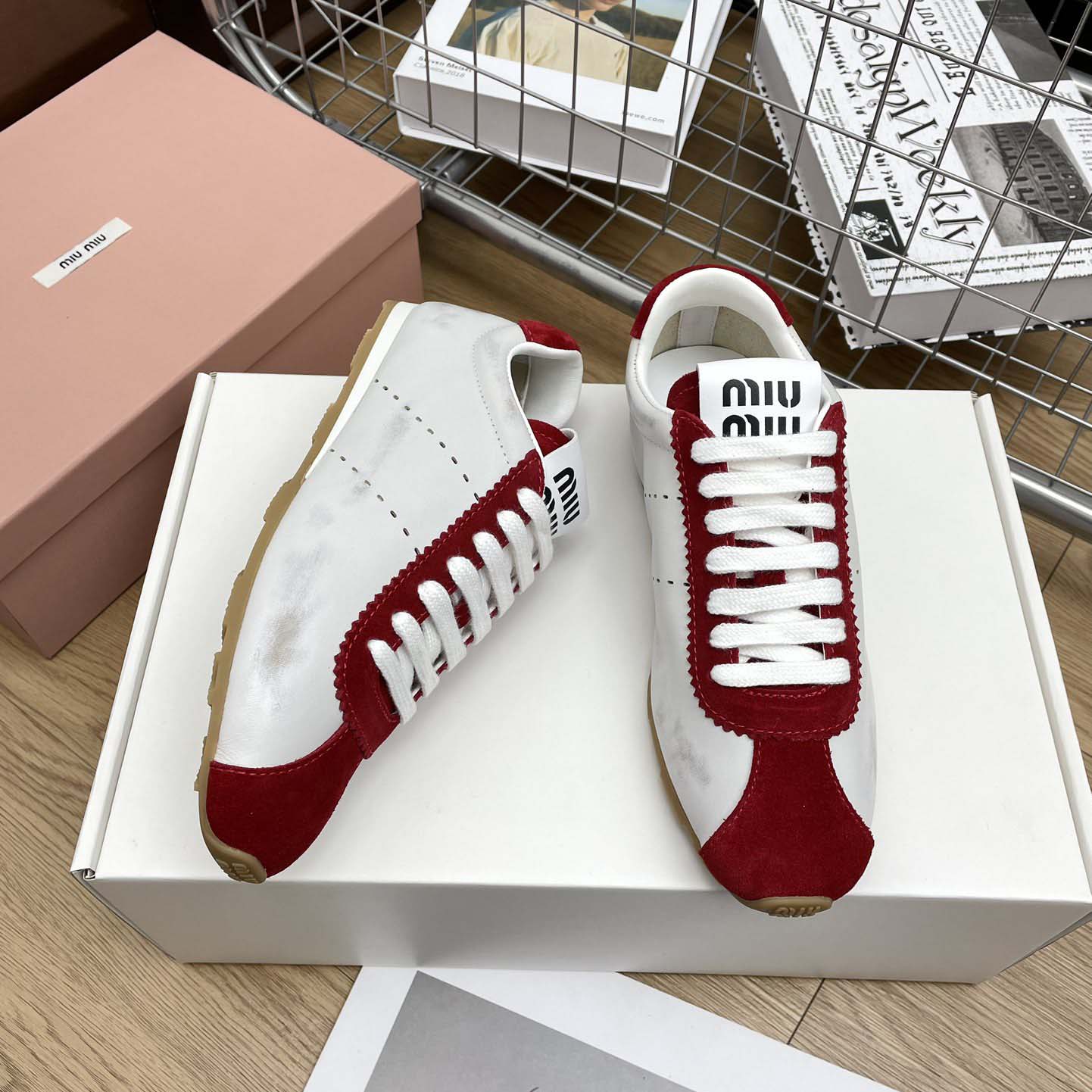 Miu Miu Plume Nappa Leather And Suede Sneakers - PerfectKickZ