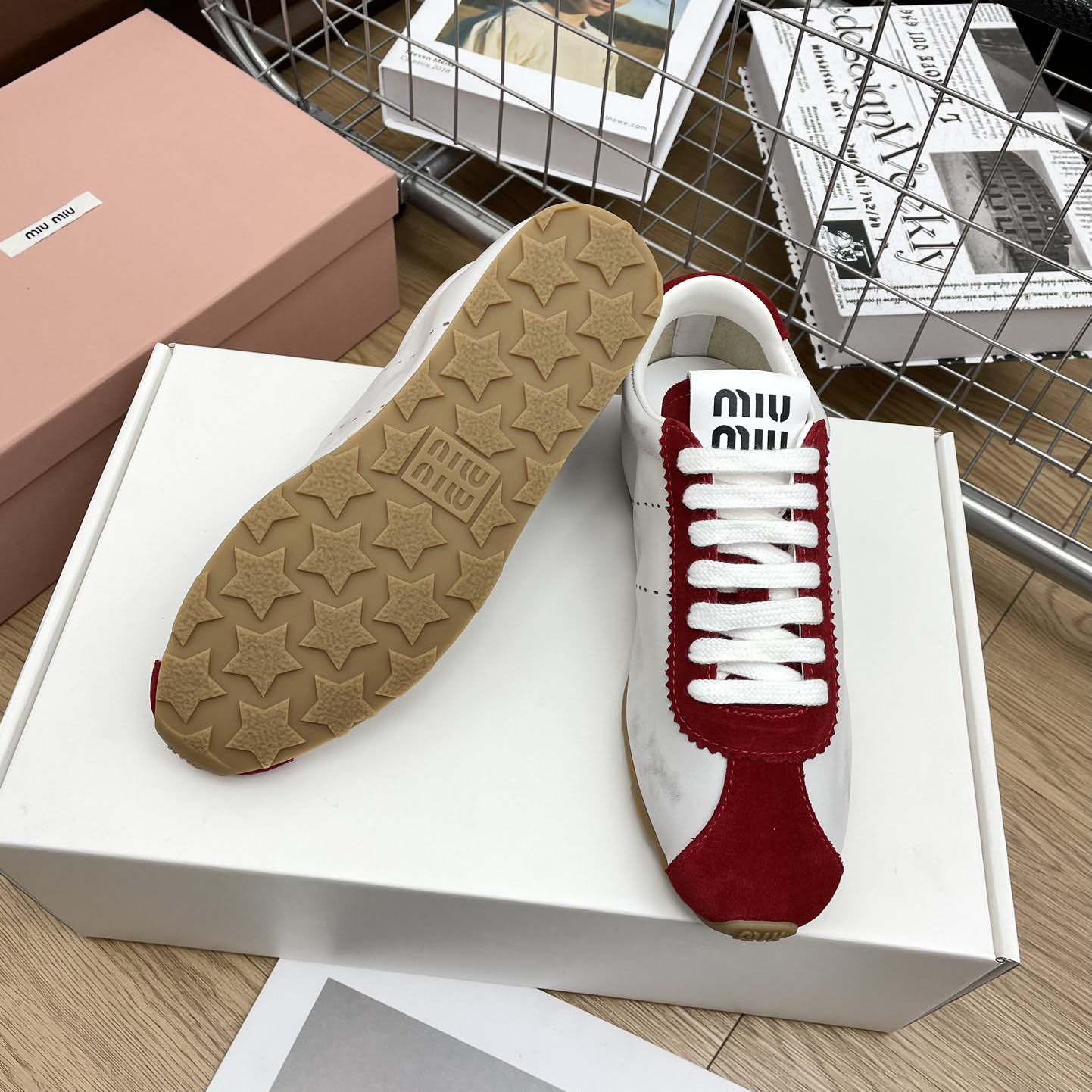 Miu Miu Plume Nappa Leather And Suede Sneakers - PerfectKickZ
