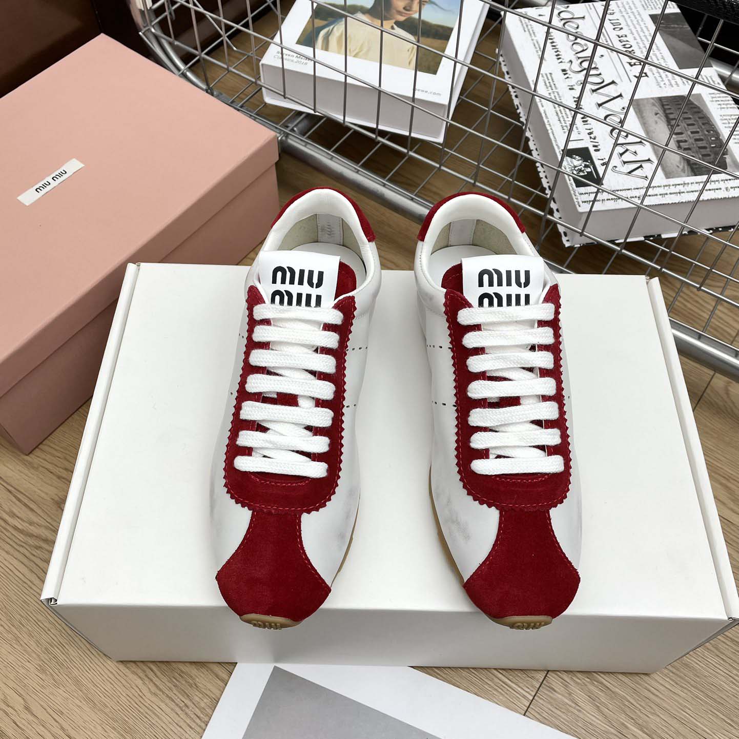 Miu Miu Plume Nappa Leather And Suede Sneakers - PerfectKickZ
