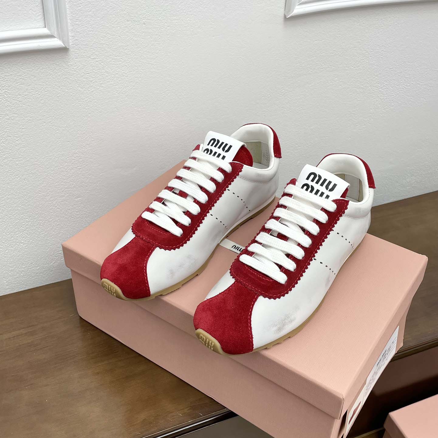 Miu Miu Plume Nappa Leather And Suede Sneakers - PerfectKickZ