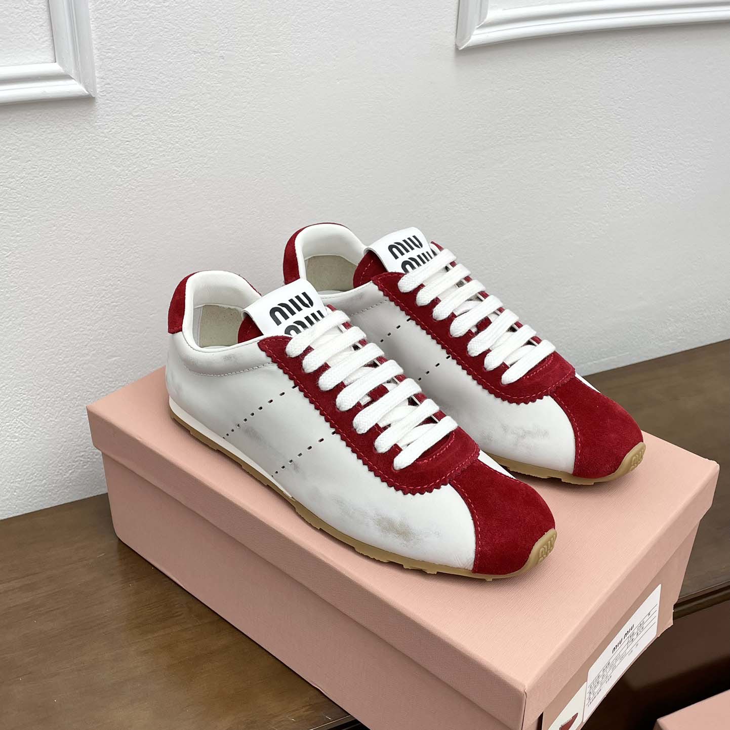 Miu Miu Plume Nappa Leather And Suede Sneakers - PerfectKickZ