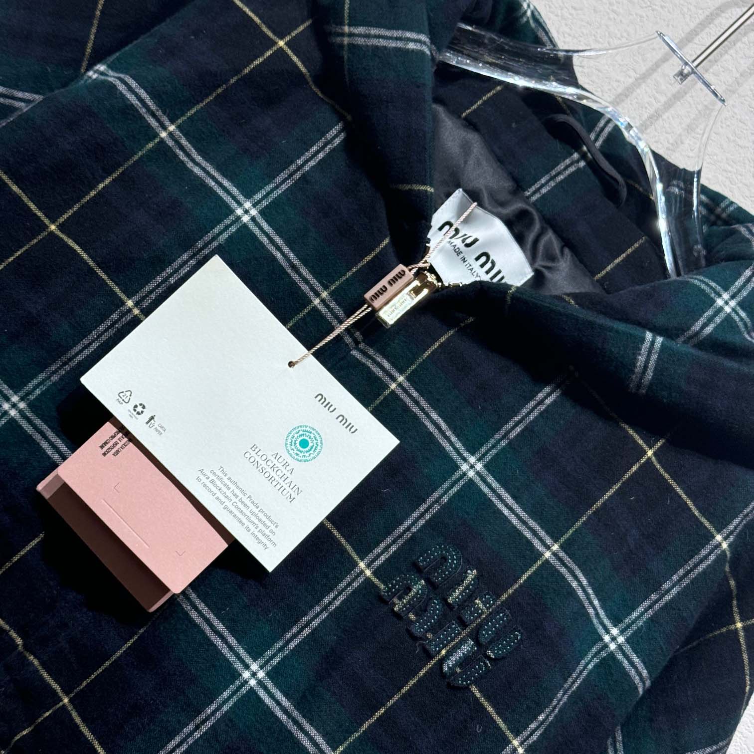 Miu Miu Plaid Hoodie Jacket - 