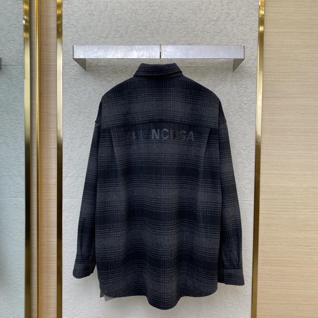 Balenciaga Black Checked Wool-Blend Flannel Shirt - PerfectKickZ