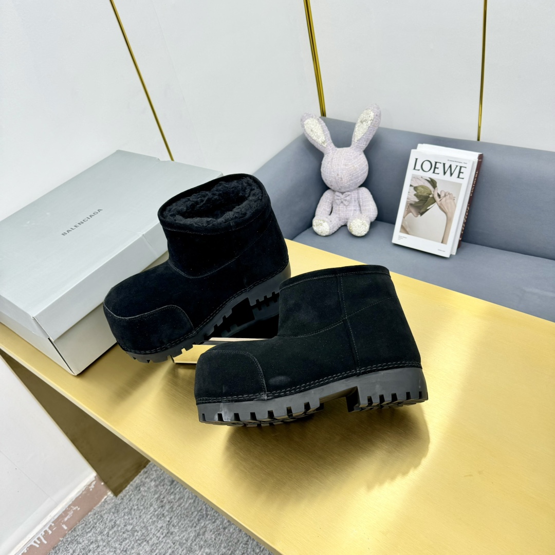 Balenciaga Alaska Fur Bootie In Black - PerfectKickZ