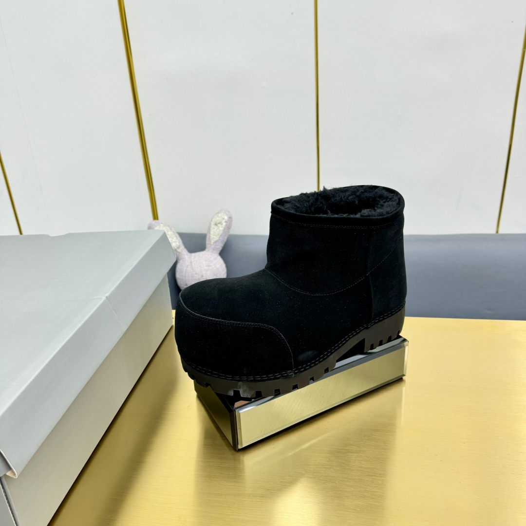 Balenciaga Alaska Fur Bootie In Black - PerfectKickZ