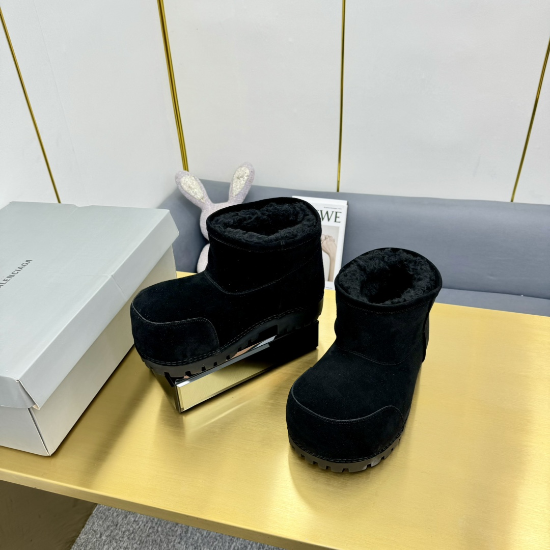 Balenciaga Alaska Fur Bootie In Black - PerfectKickZ