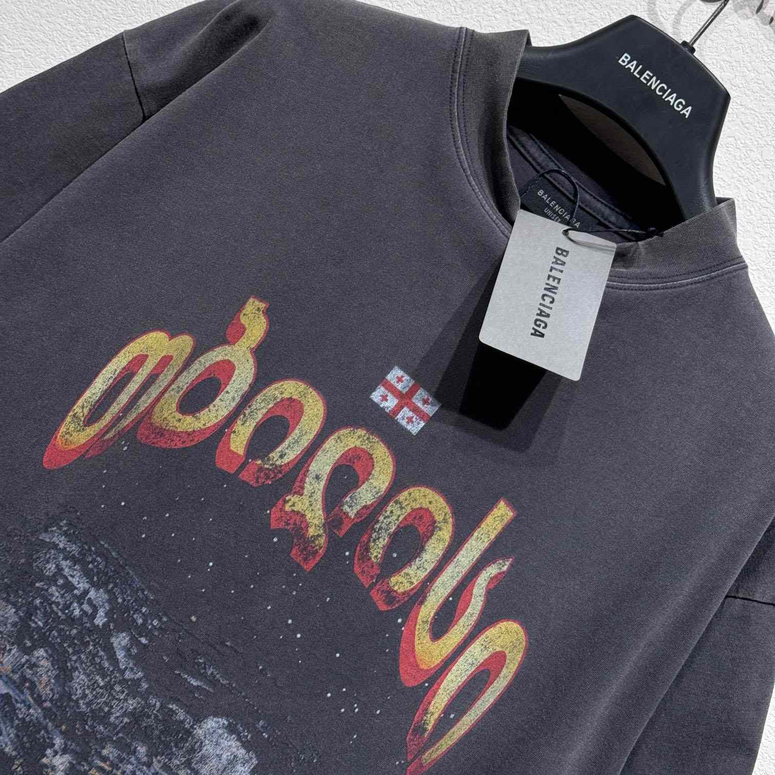 Balenciaga Tbilisi T-Shirt Oversized In Faded Washed Black - PerfectKickZ