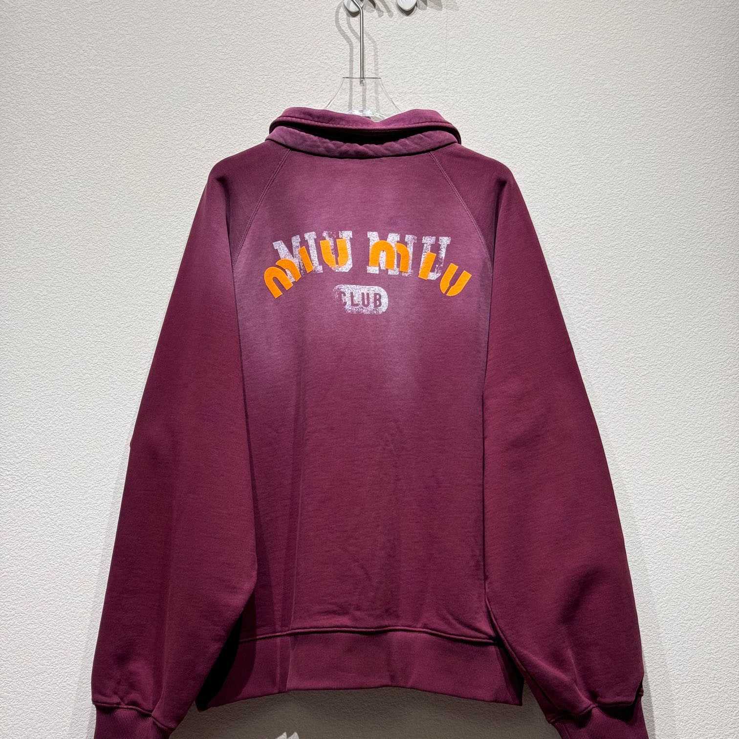 Miu Miu Burgundy Long Sleeve Polo With Logo In Red - 