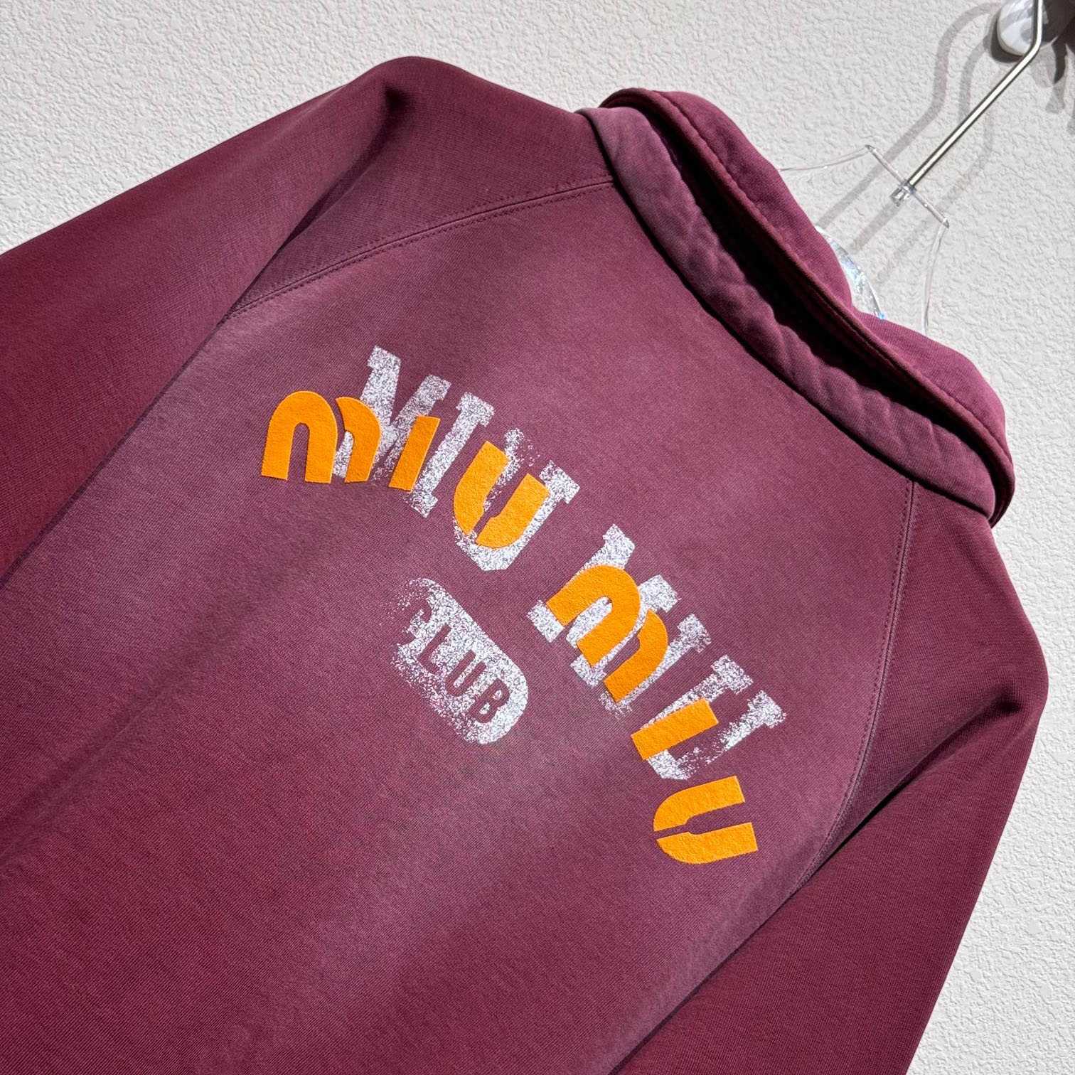 Miu Miu Burgundy Long Sleeve Polo With Logo In Red - 