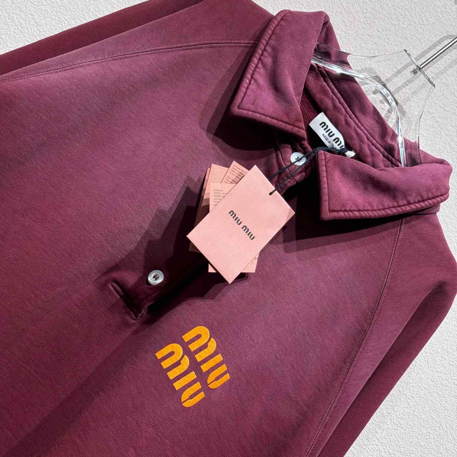 Miu Miu Burgundy Long Sleeve Polo With Logo In Red - 