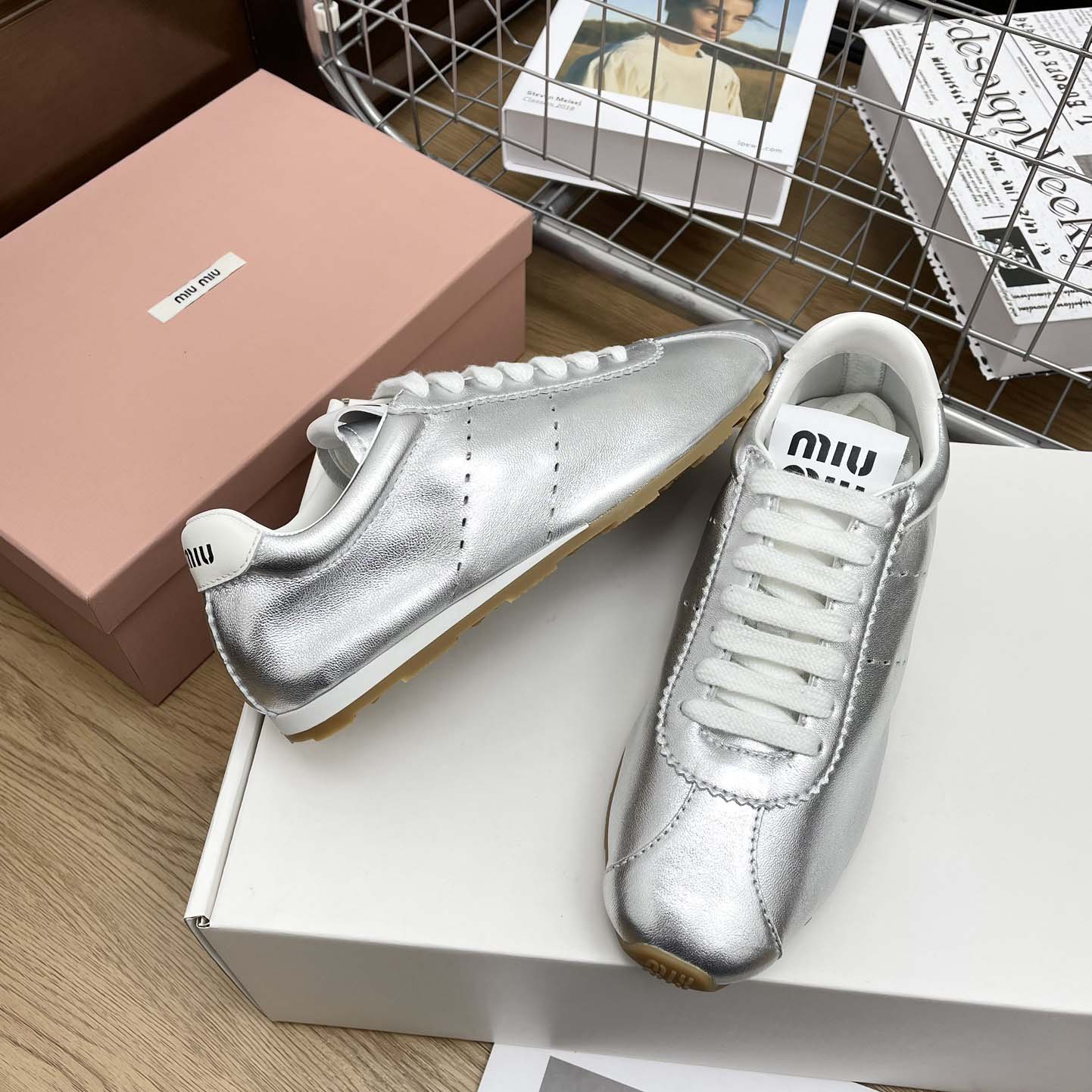 Miu Miu Plume Mordoré Calfskin Sneakers - PerfectKickZ