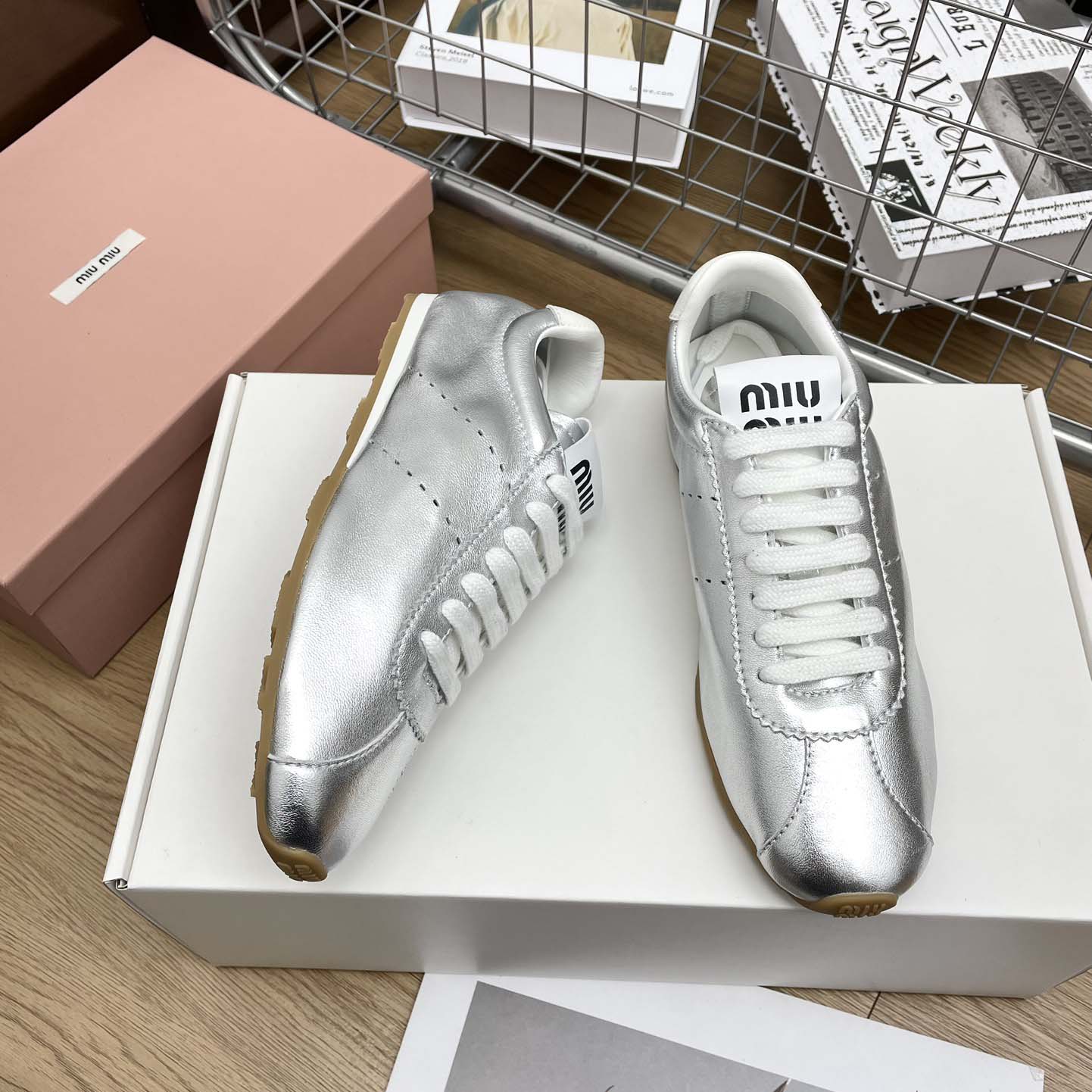 Miu Miu Plume Mordoré Calfskin Sneakers - PerfectKickZ