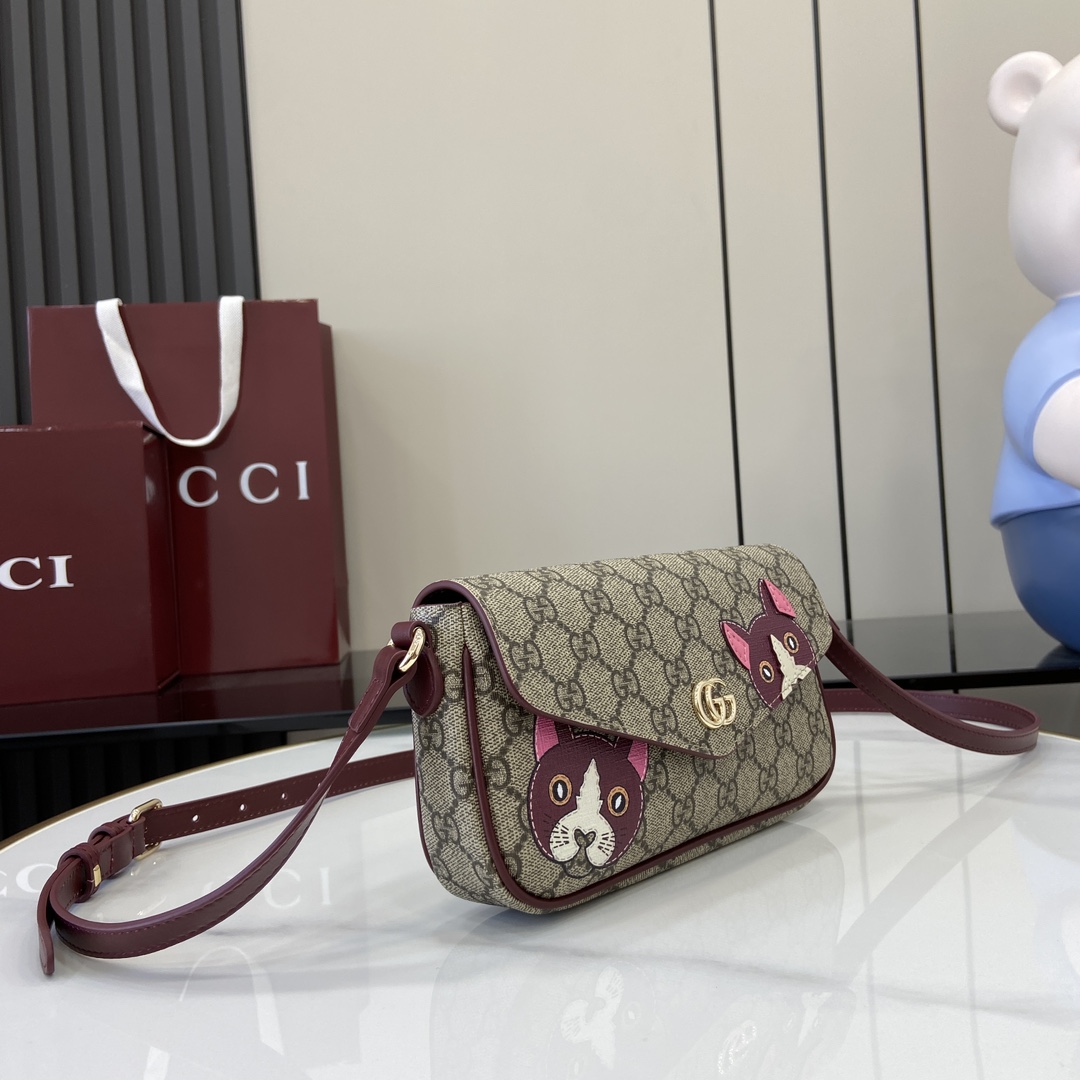 Gucci GG Mini Shoulder Bag With Cat Detail - PerfectKickZ