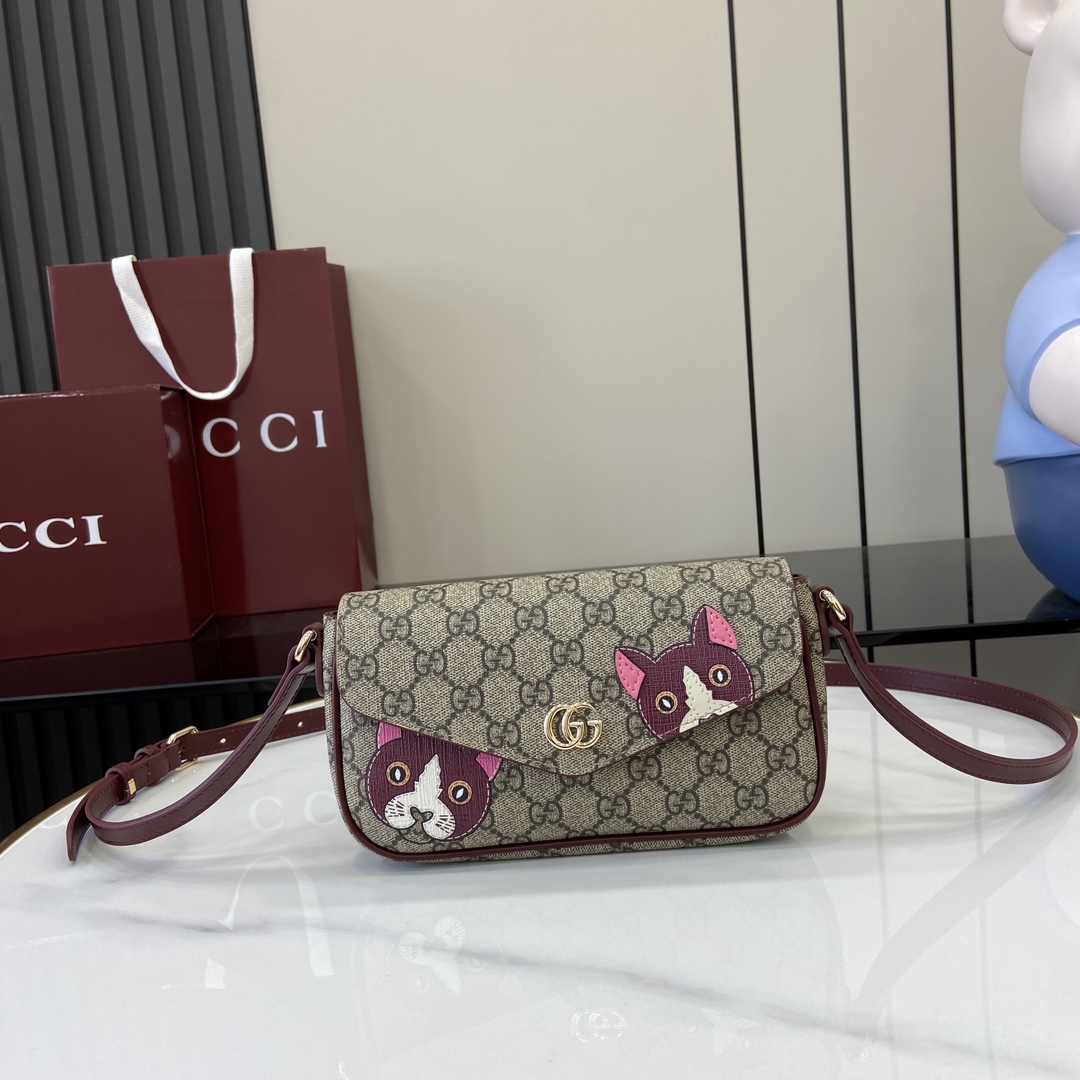 Gucci GG Mini Shoulder Bag With Cat Detail - PerfectKickZ