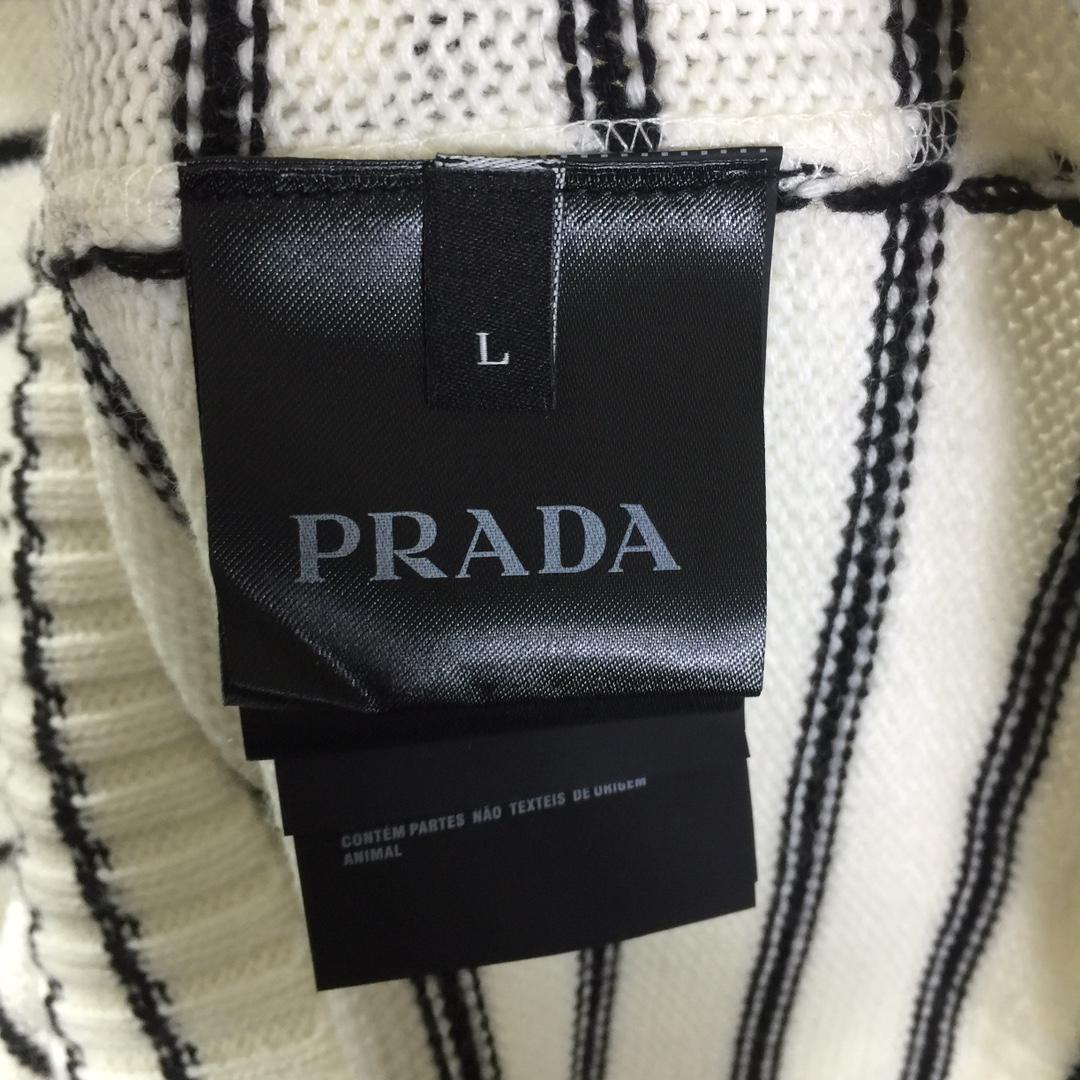 Prada Intarsia-logo Striped Cashmere Jumper - PerfectKickZ
