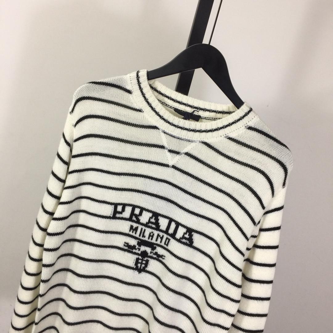 Prada Intarsia-logo Striped Cashmere Jumper - PerfectKickZ