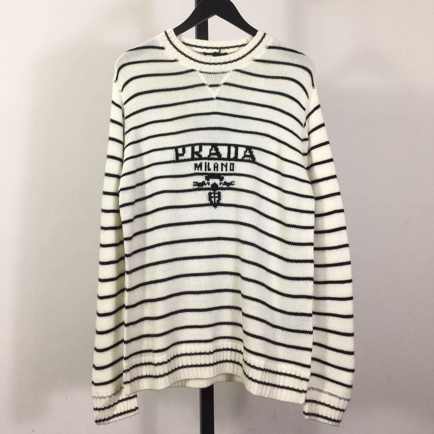 Prada Intarsia-logo Striped Cashmere Jumper - PerfectKickZ