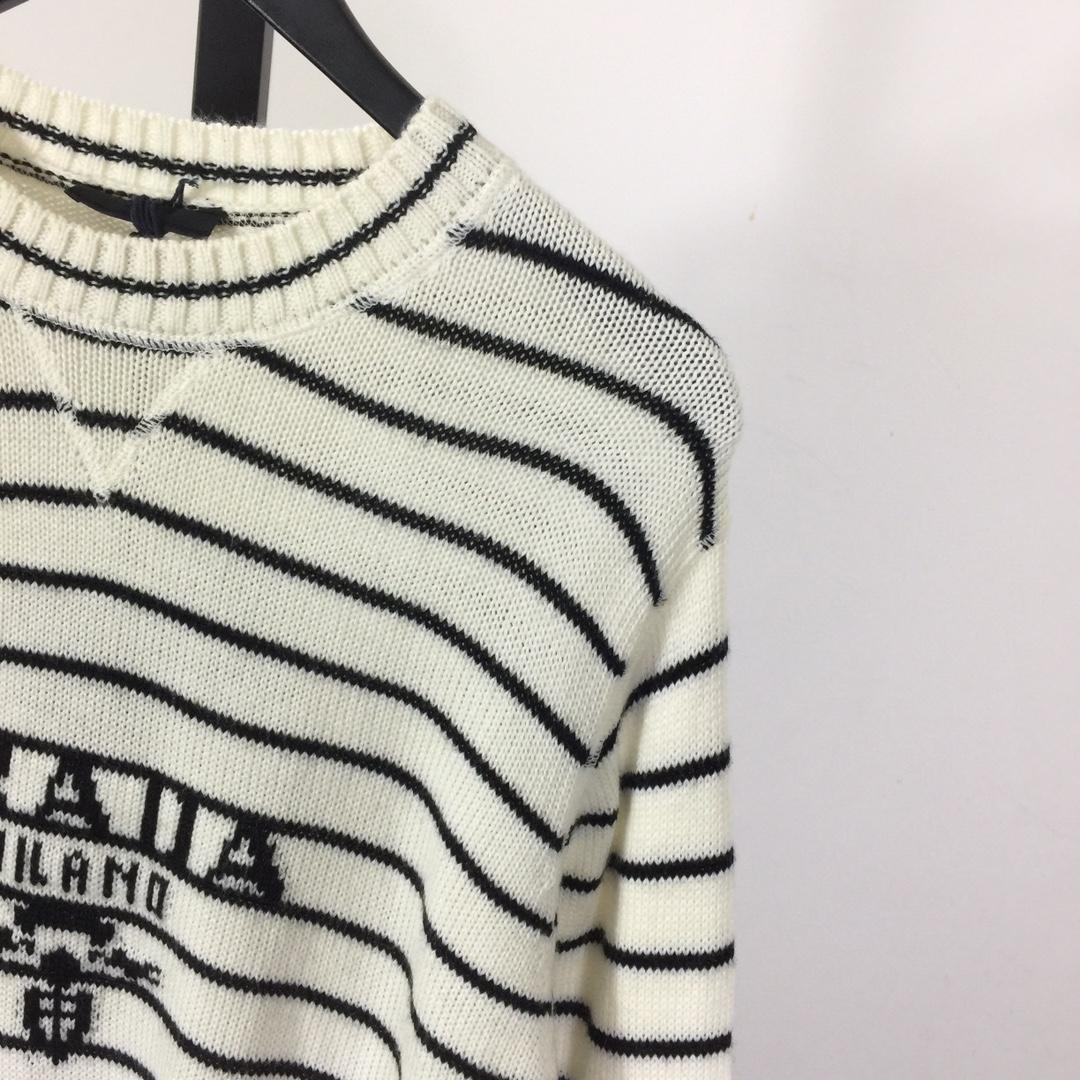 Prada Intarsia-logo Striped Cashmere Jumper - PerfectKickZ