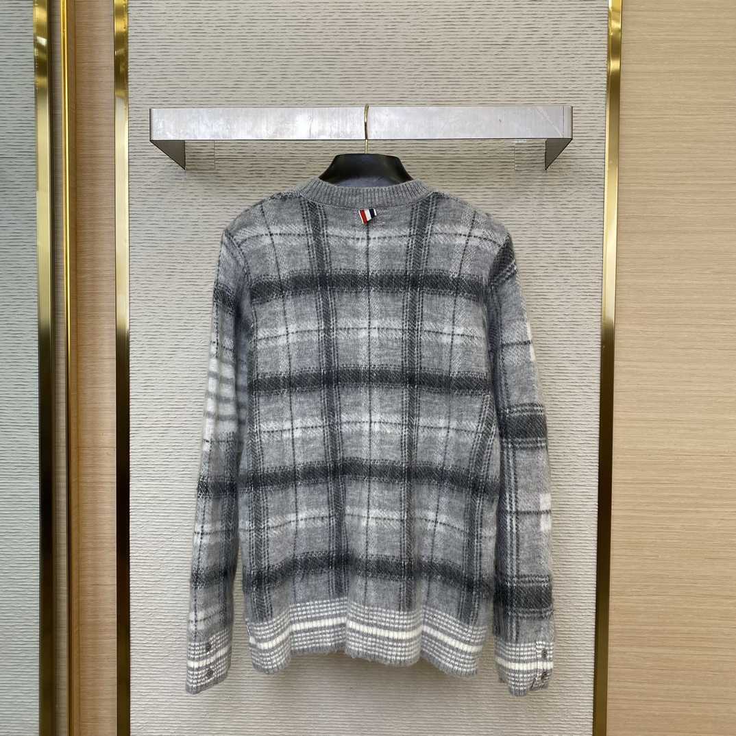 Thom Browne Mohair Check 4-Bar Crewneck - PerfectKickZ