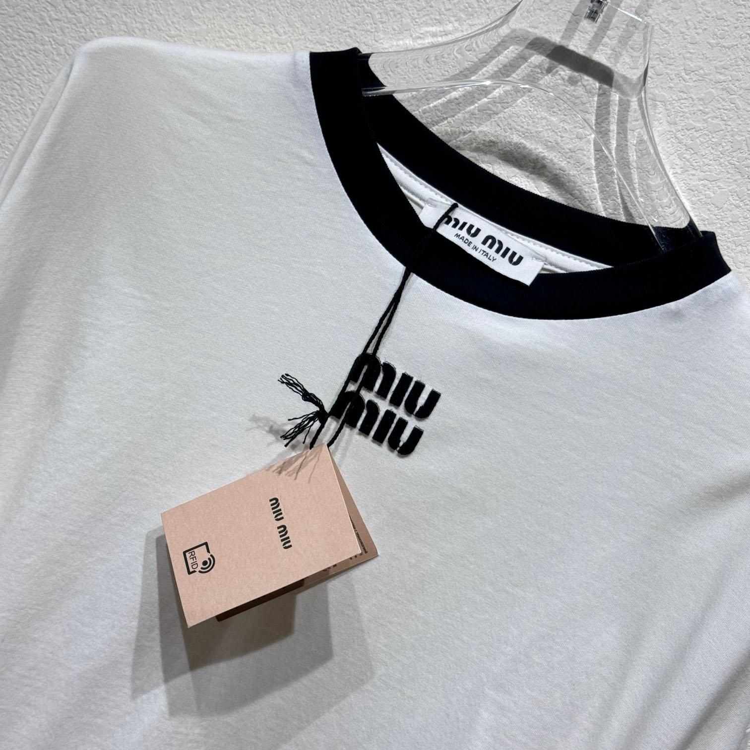 Miu Miu Long Sleeve Cotton T-shirt - PerfectKickZ