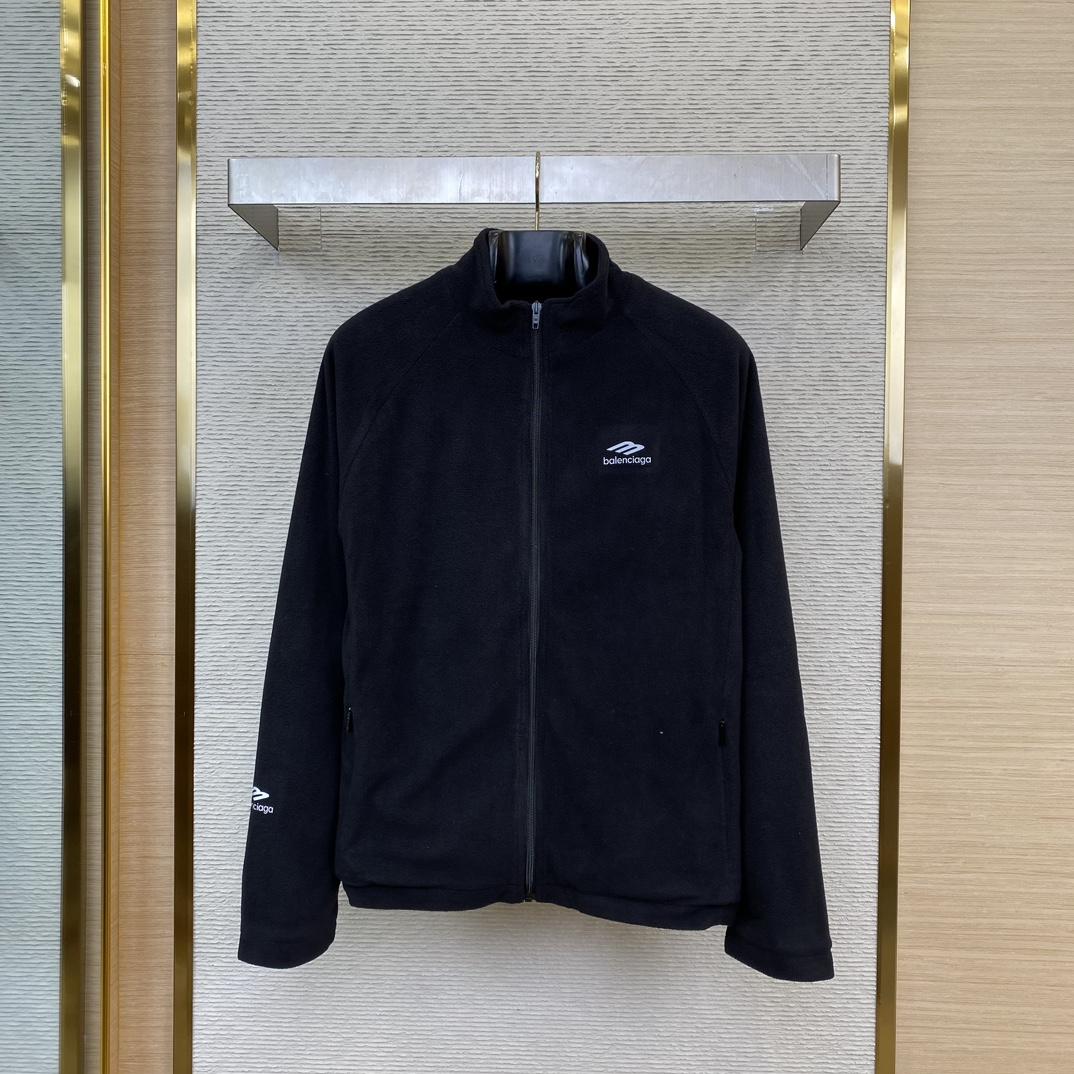 Balenciaga 3B Sports Icon Zip-Up Jacket In Black - PerfectKickZ