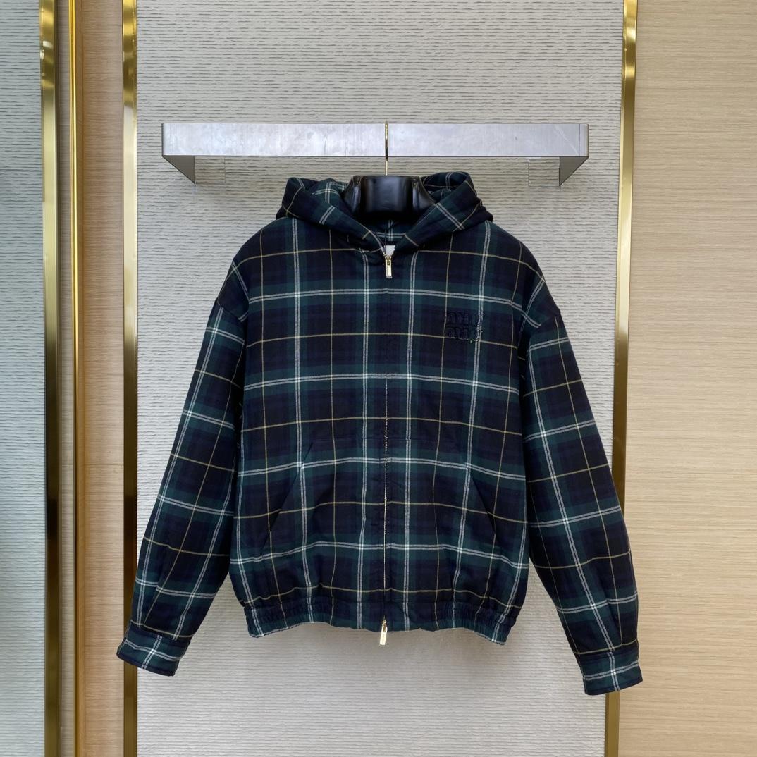Miu Miu Plaid Hoodie Jacket - PerfectKickZ