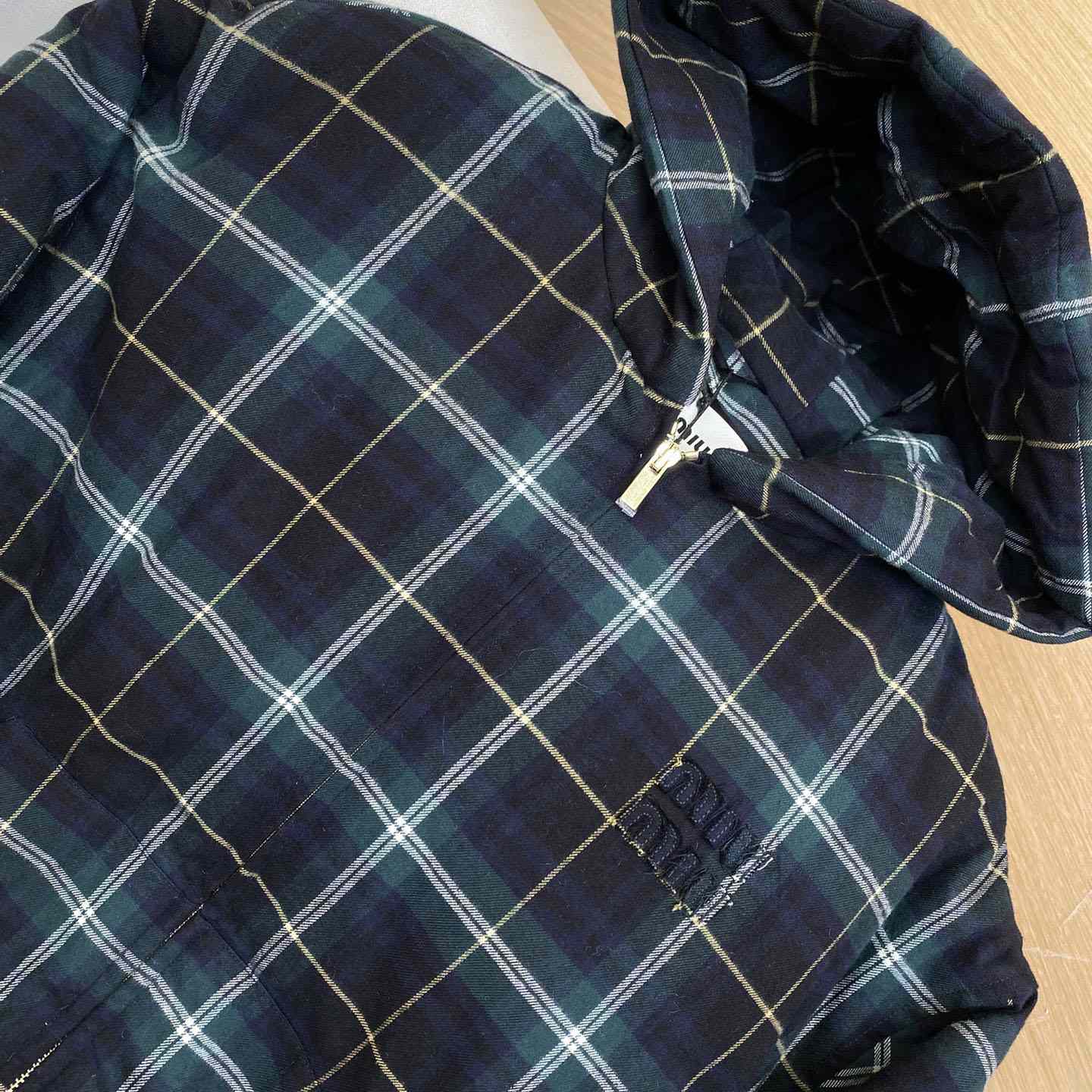 Miu Miu Plaid Hoodie Jacket - PerfectKickZ