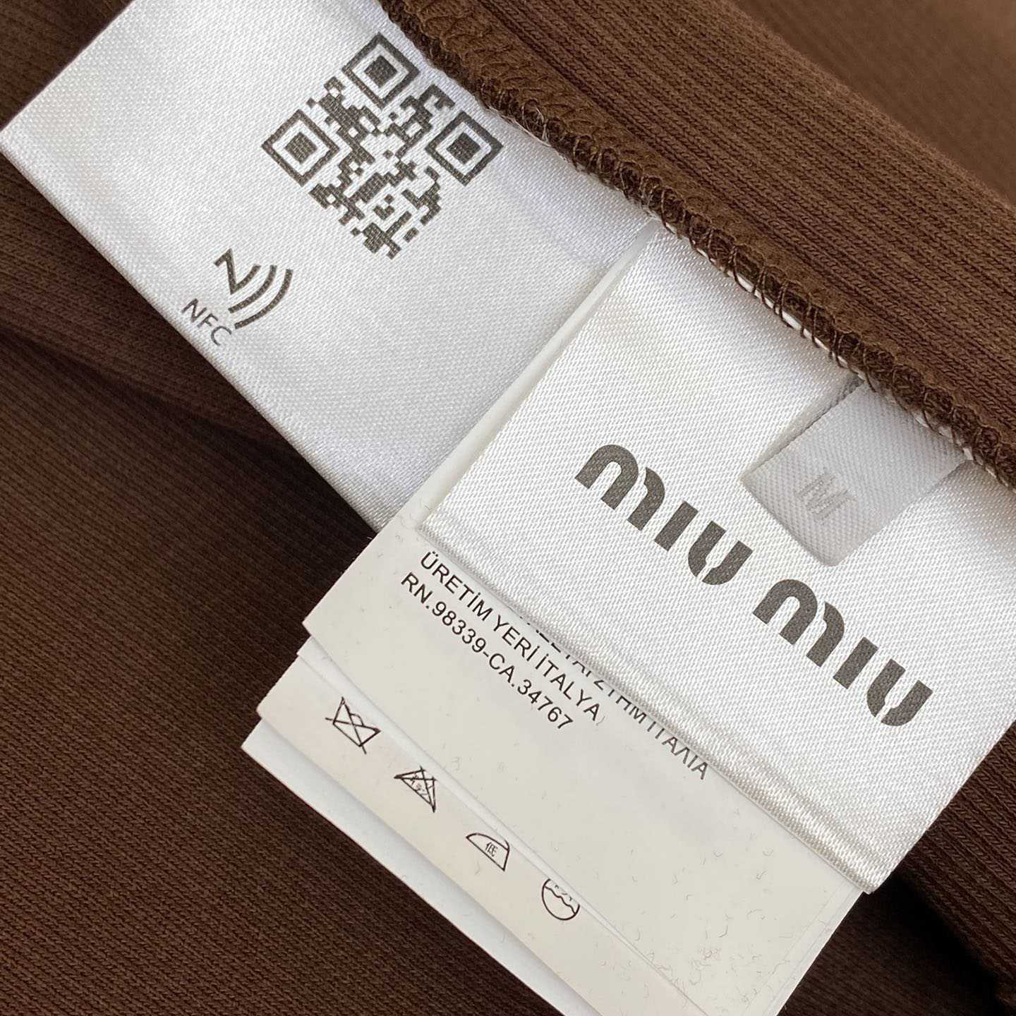 Miu Miu Brown Ribbed Cropped T-Shirt - PerfectKickZ