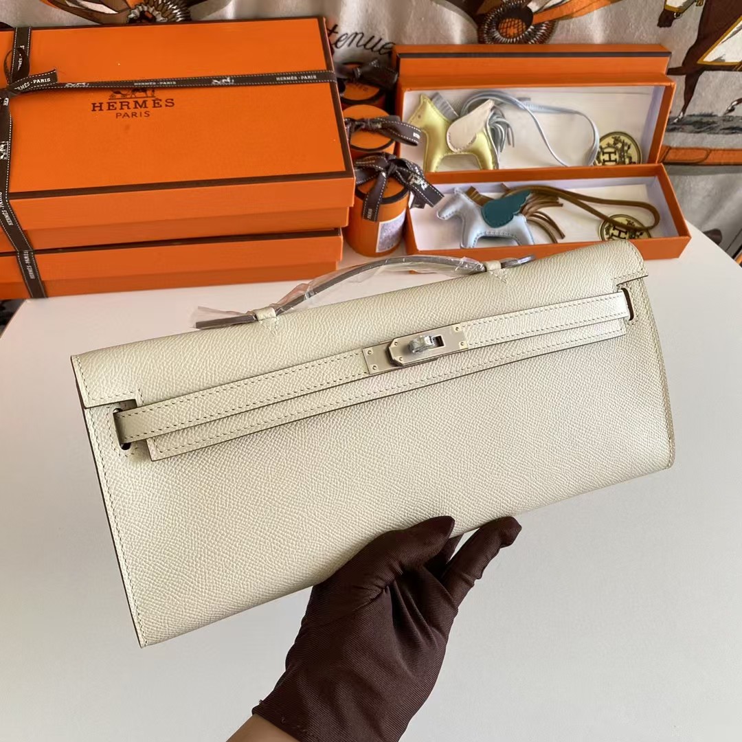 Hermes Women’s Genuine Leather Top Handle Lock Closure Clutch Bag   31cm - PerfectKickZ