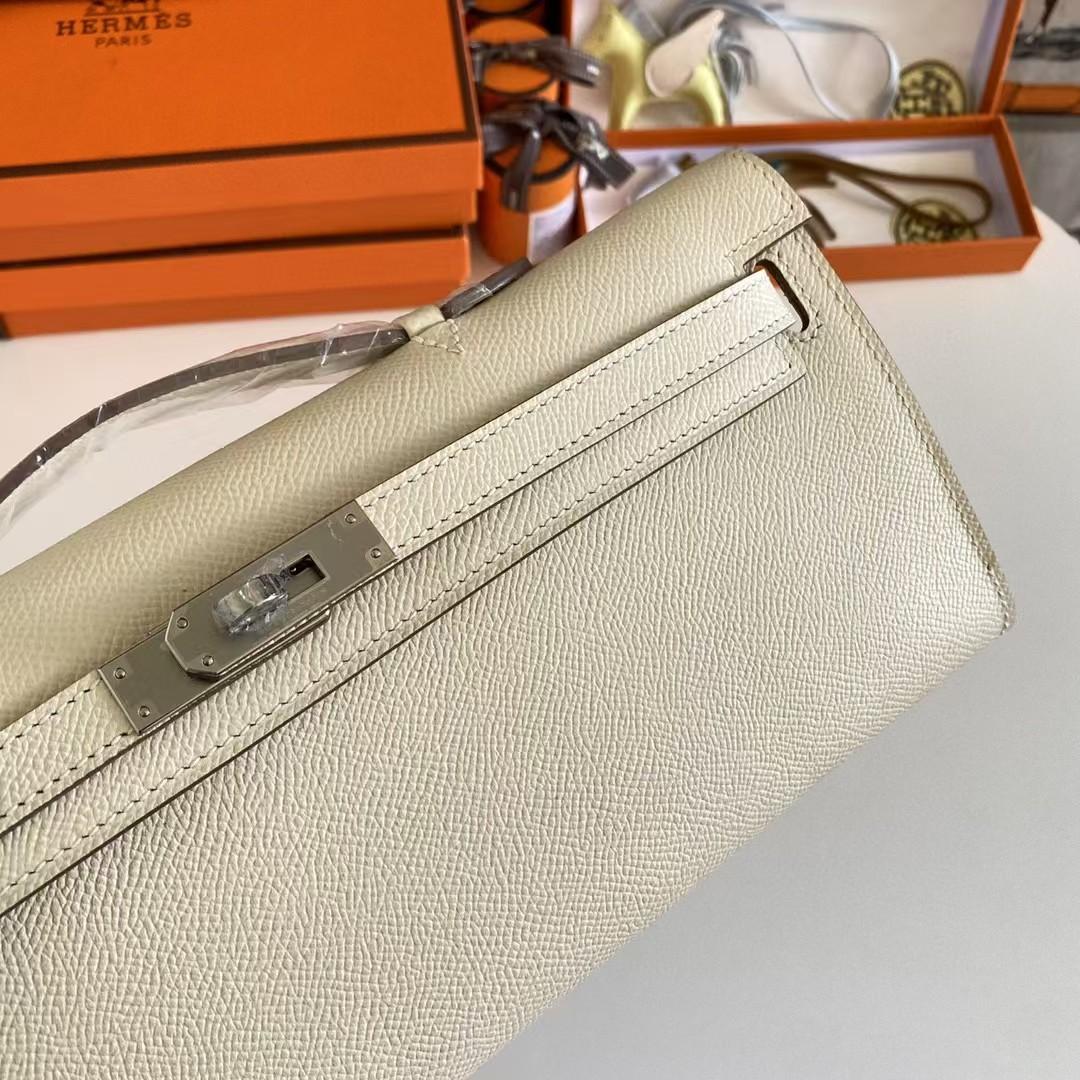 Hermes Women’s Genuine Leather Top Handle Lock Closure Clutch Bag   31cm - 