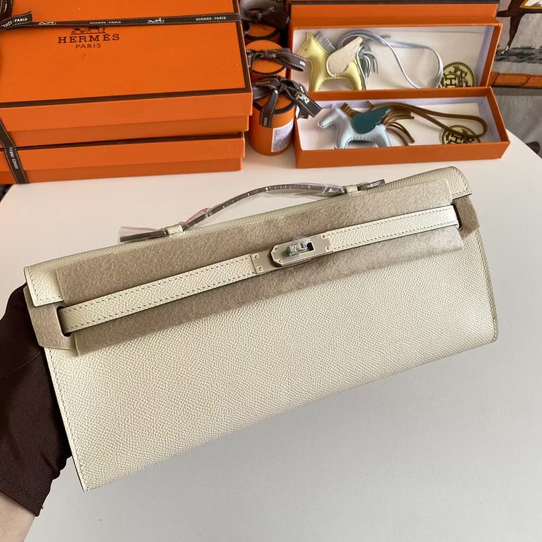 Hermes Women’s Genuine Leather Top Handle Lock Closure Clutch Bag   31cm - PerfectKickZ