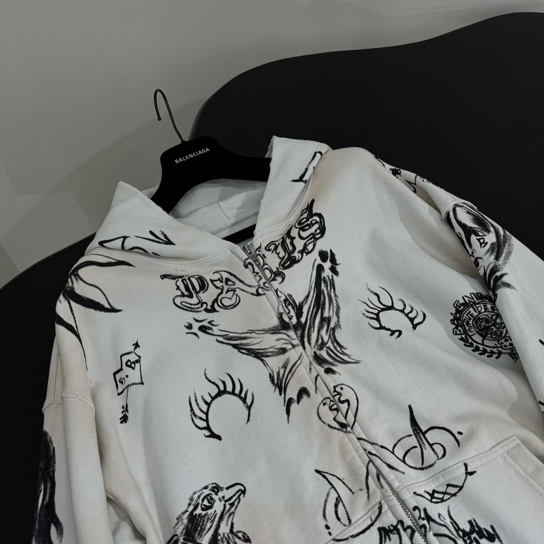 Balenciaga Medium Fit Zip-Up Hoodie - PerfectKickZ