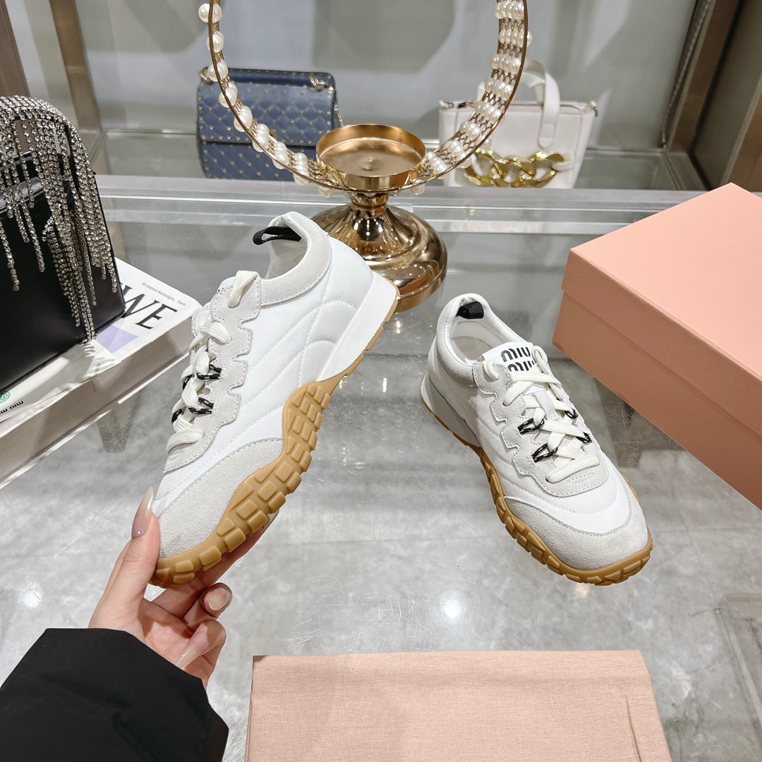 Miu Miu Tyre Technical Fabric And Suede Sneakers - PerfectKickZ