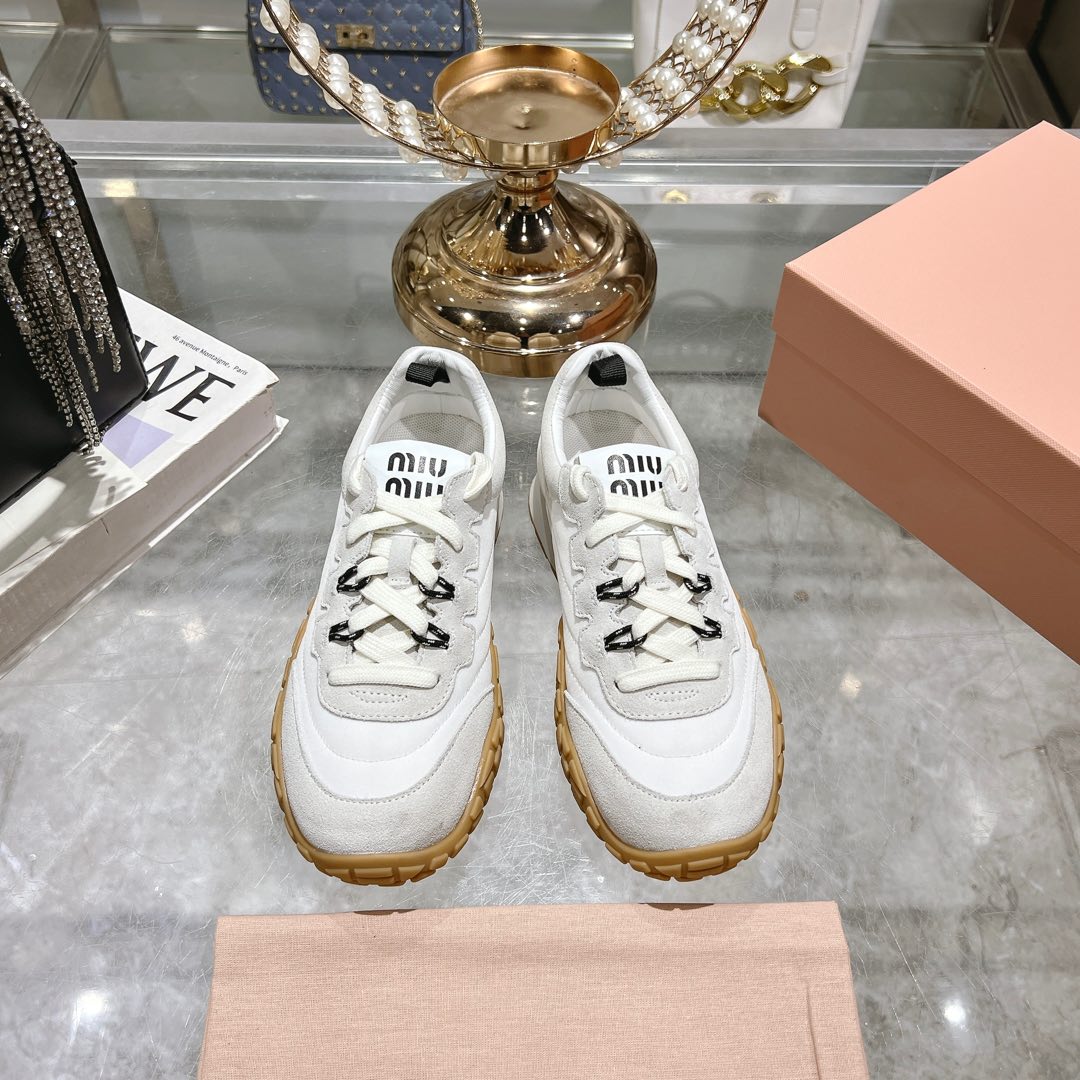 Miu Miu Tyre Technical Fabric And Suede Sneakers - PerfectKickZ