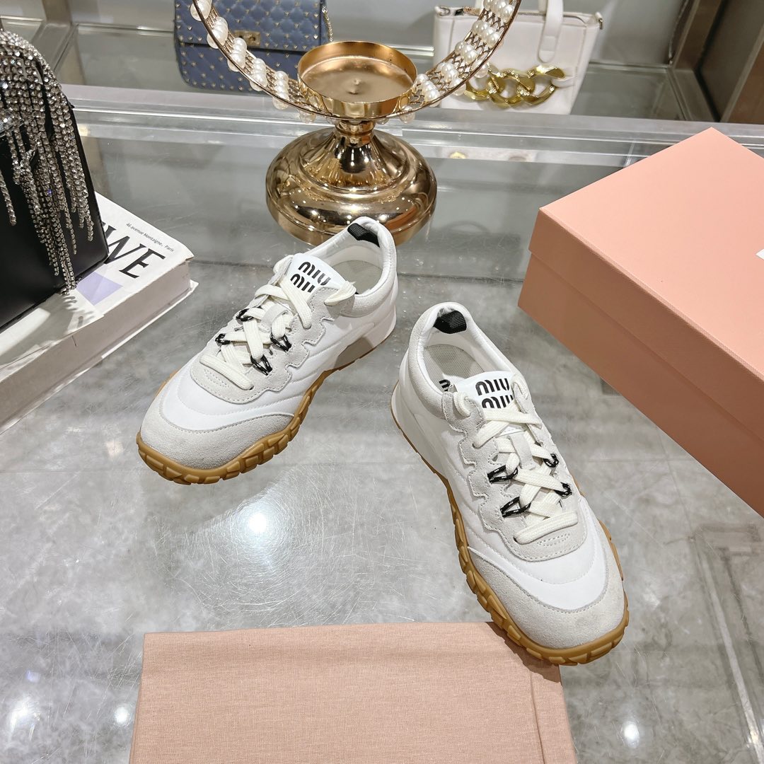 Miu Miu Tyre Technical Fabric And Suede Sneakers - PerfectKickZ