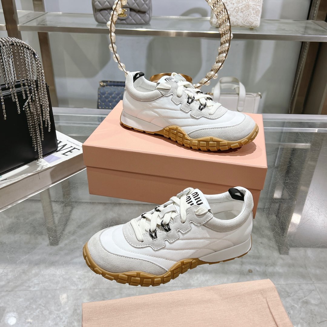 Miu Miu Tyre Technical Fabric And Suede Sneakers - PerfectKickZ