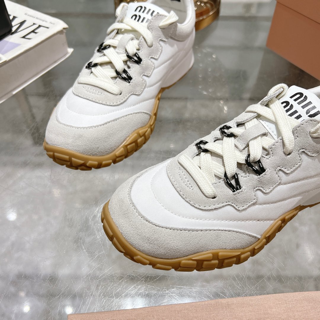 Miu Miu Tyre Technical Fabric And Suede Sneakers - PerfectKickZ