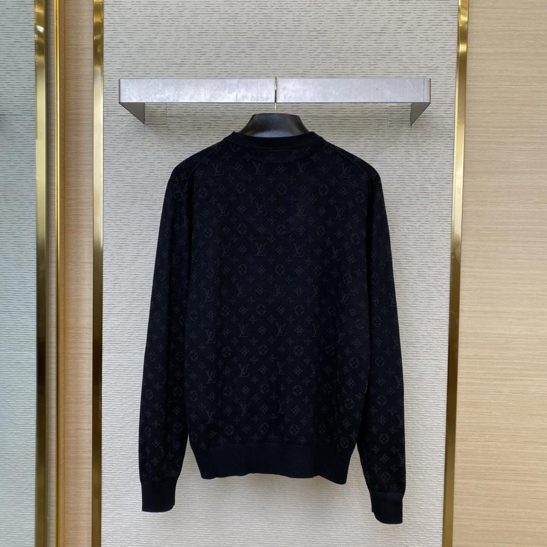 Louis Vuitton Monogram Embellished Wool Evening Crewneck   - 