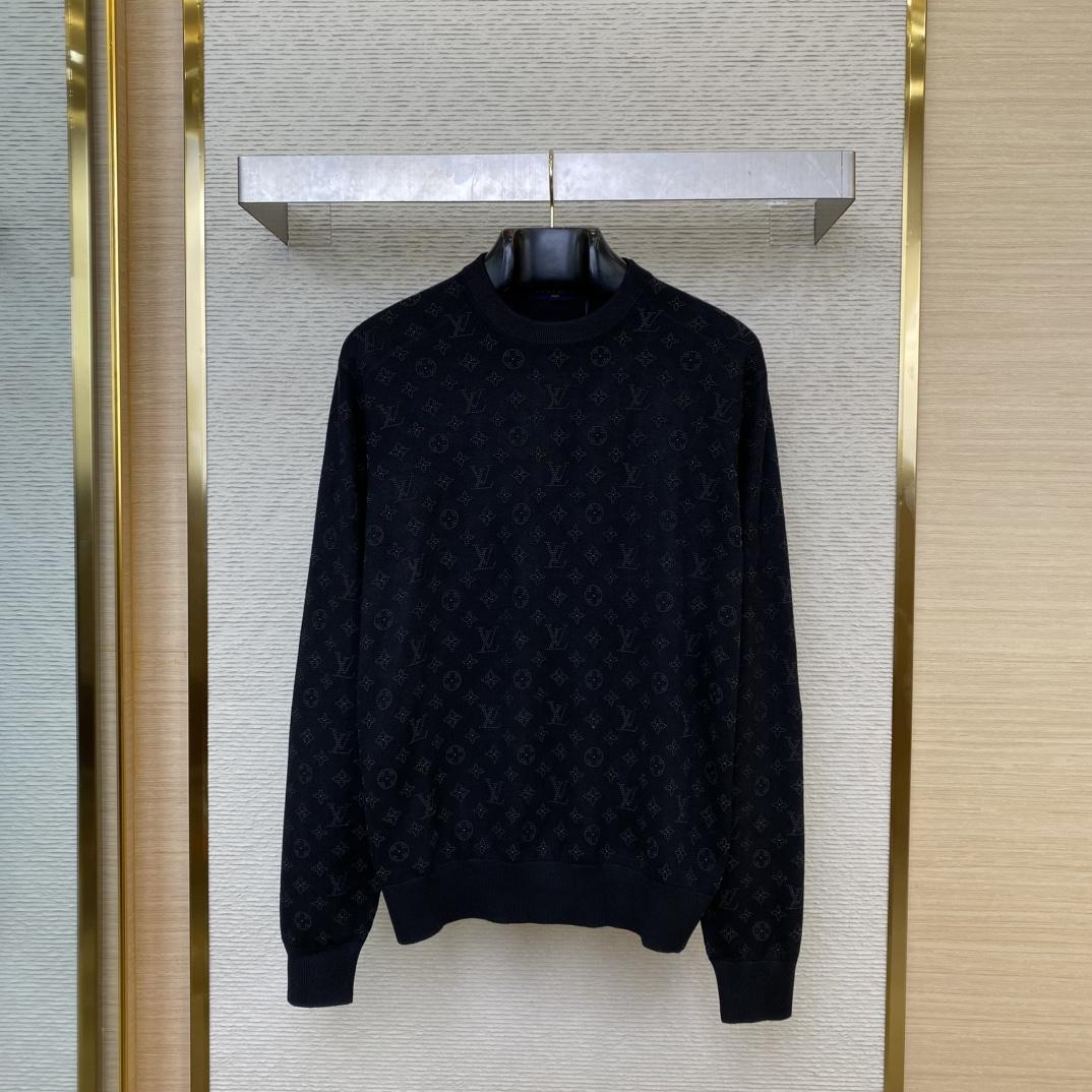 Louis Vuitton Monogram Embellished Wool Evening Crewneck   - PerfectKickZ