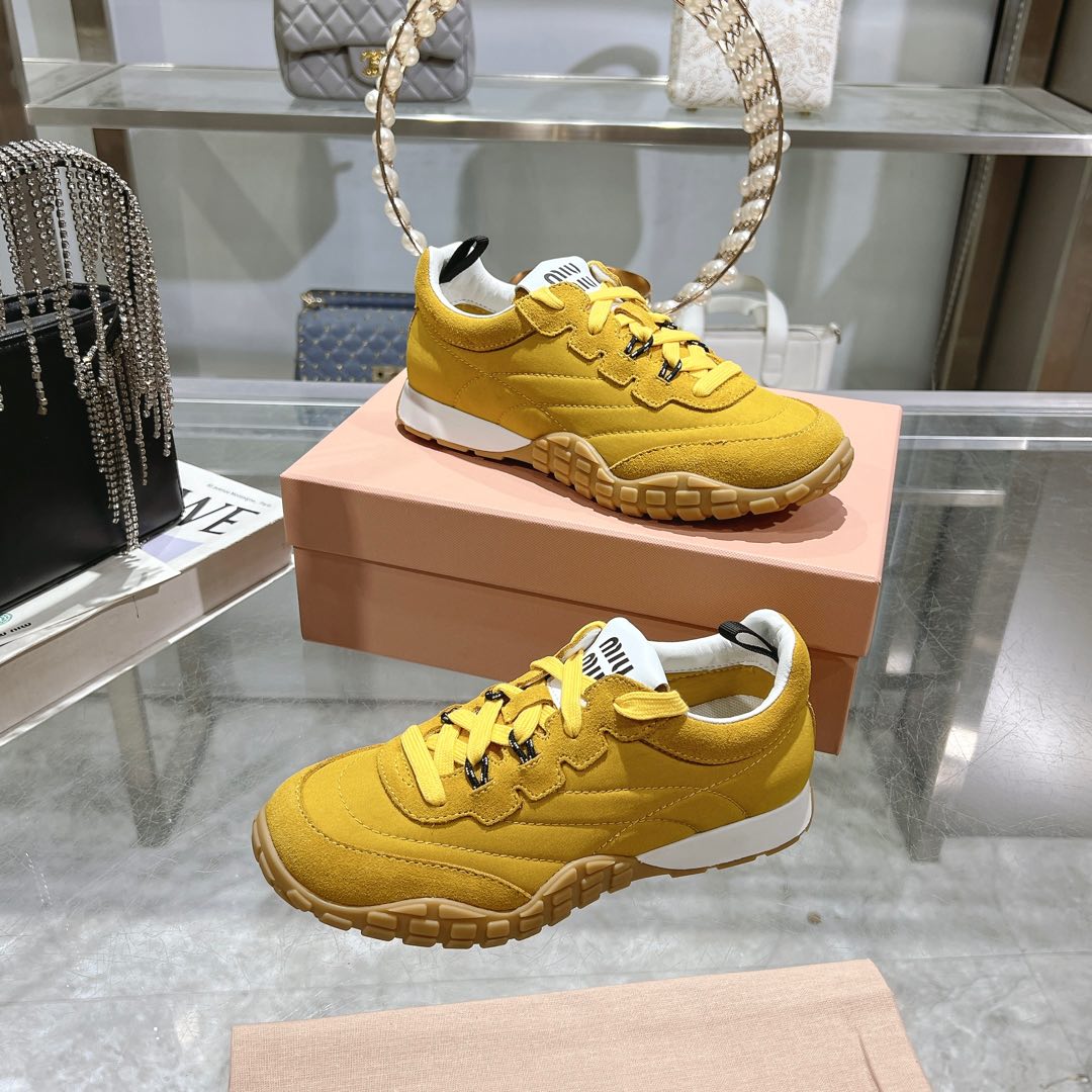 Miu Miu Tyre Technical Fabric And Suede Sneakers - PerfectKickZ