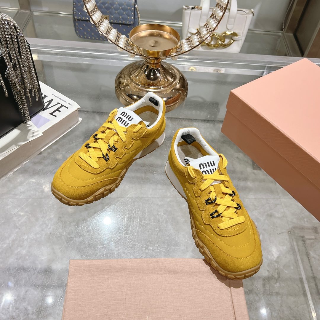 Miu Miu Tyre Technical Fabric And Suede Sneakers - 