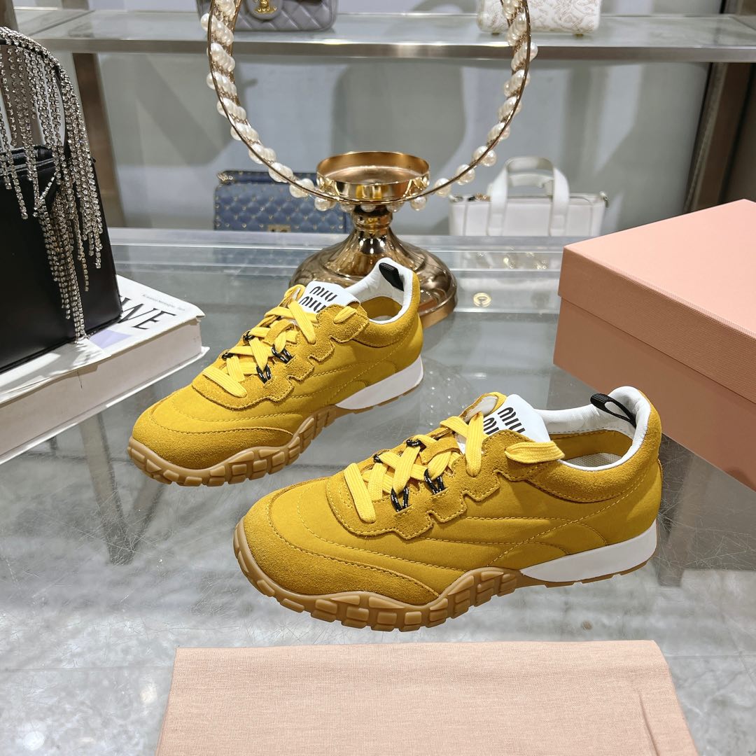 Miu Miu Tyre Technical Fabric And Suede Sneakers - 