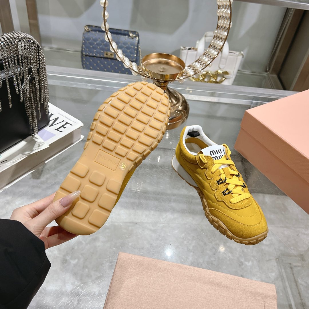 Miu Miu Tyre Technical Fabric And Suede Sneakers - 