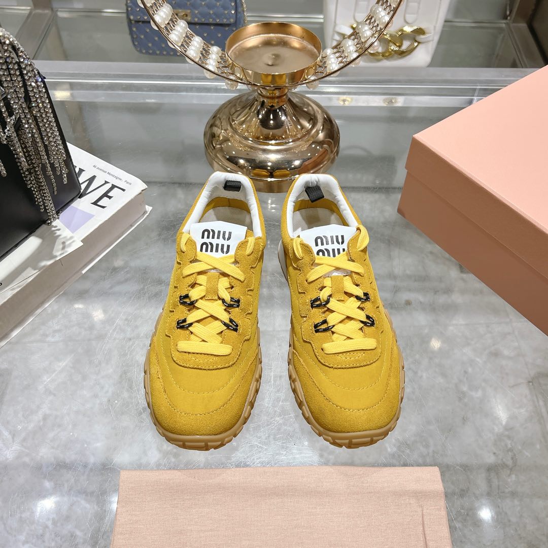 Miu Miu Tyre Technical Fabric And Suede Sneakers - PerfectKickZ