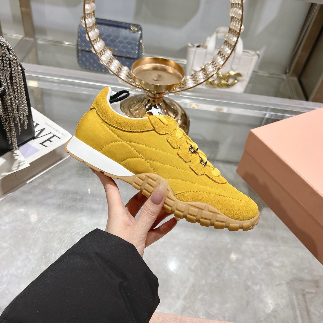 Miu Miu Tyre Technical Fabric And Suede Sneakers - 