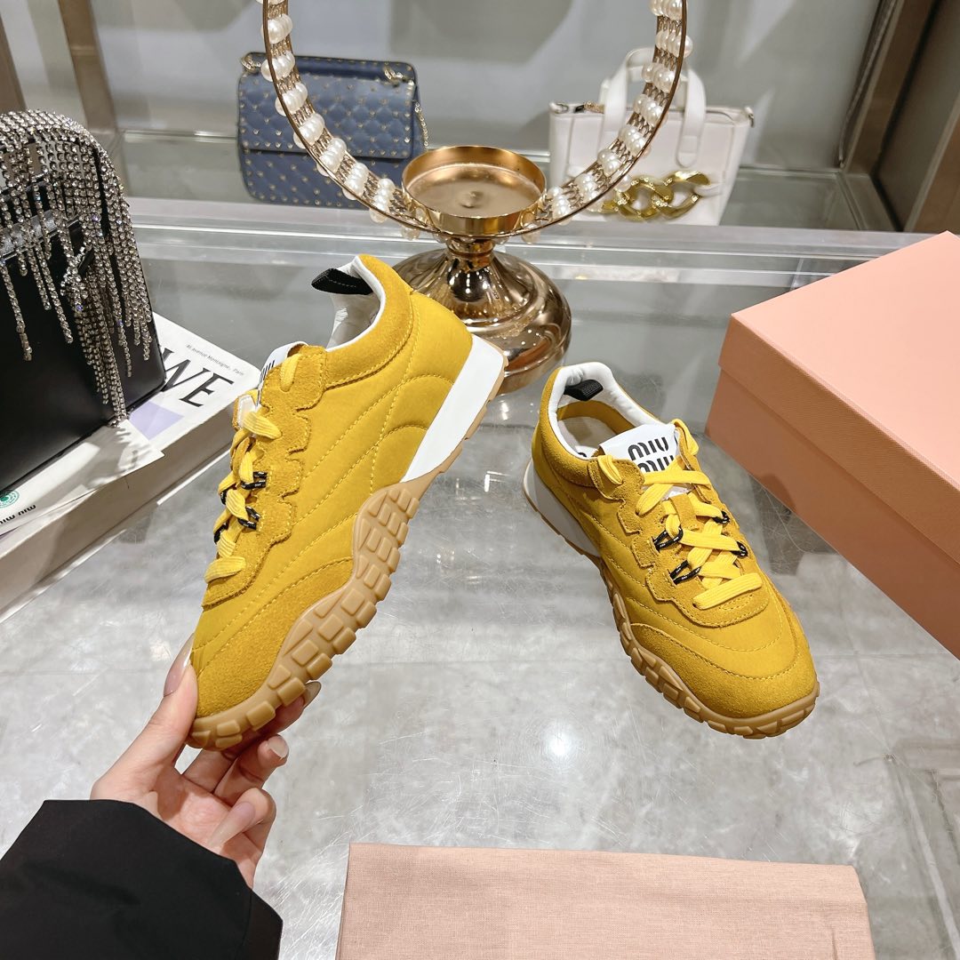 Miu Miu Tyre Technical Fabric And Suede Sneakers - 