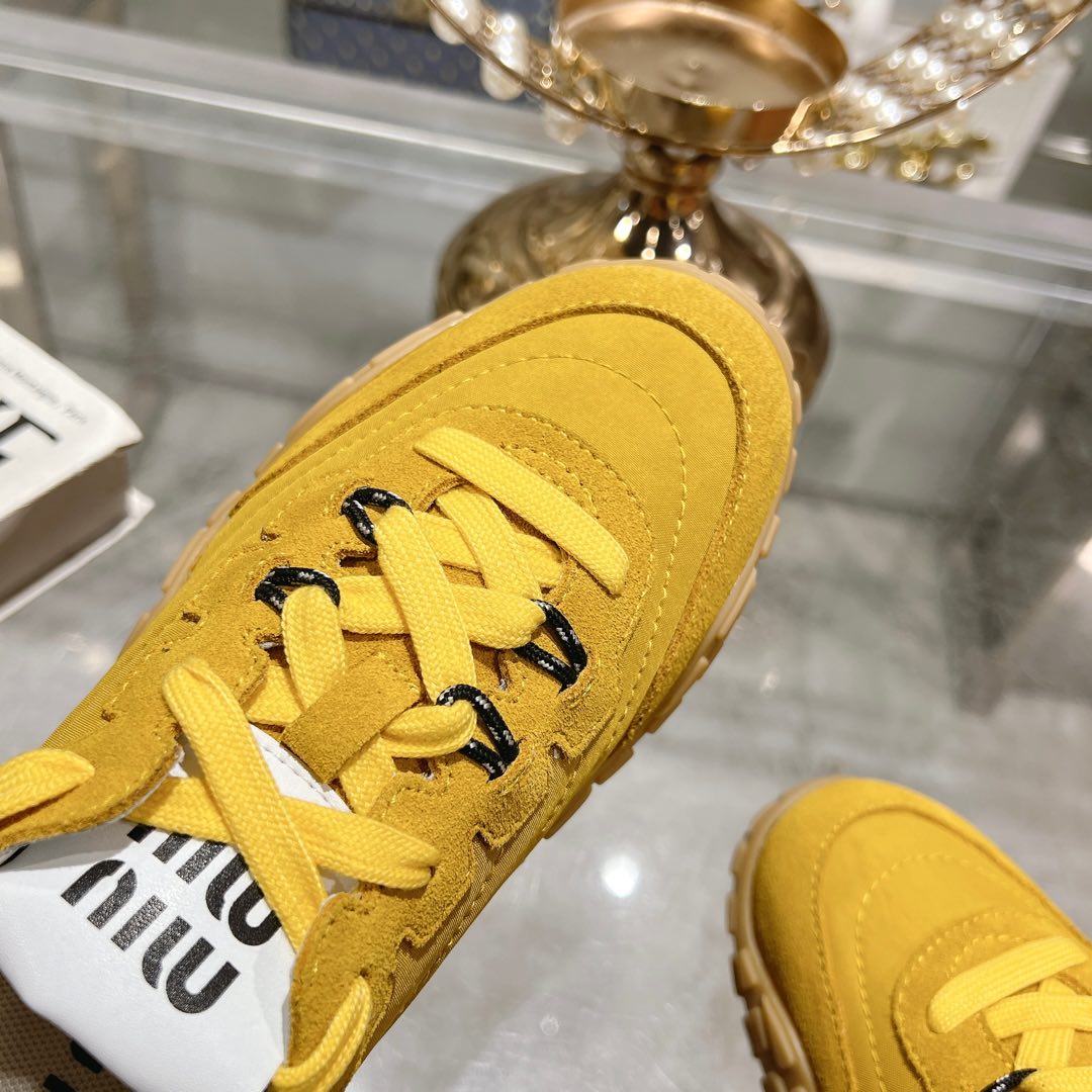 Miu Miu Tyre Technical Fabric And Suede Sneakers - 