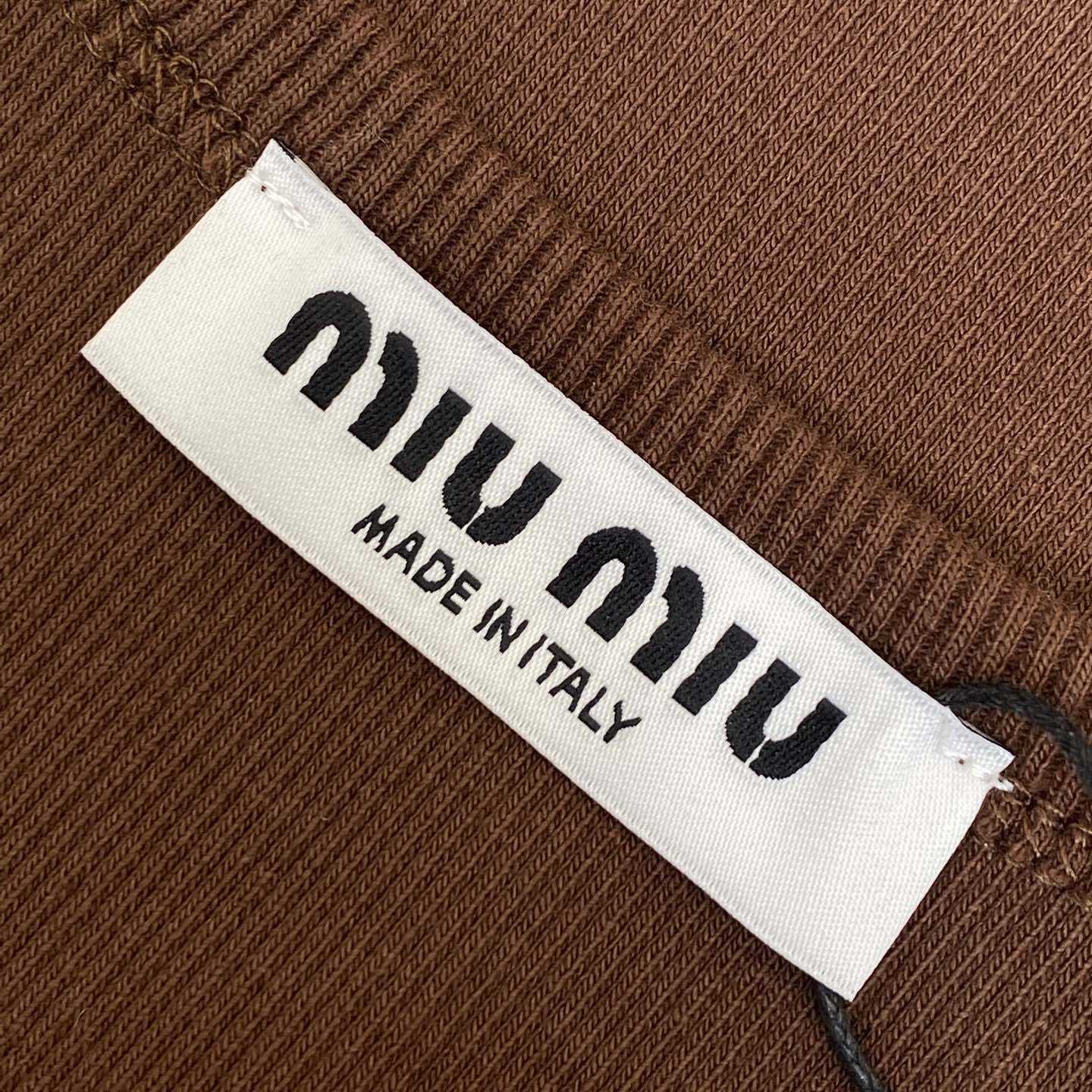 Miu Miu Brown Ribbed Knit Tank Top - PerfectKickZ