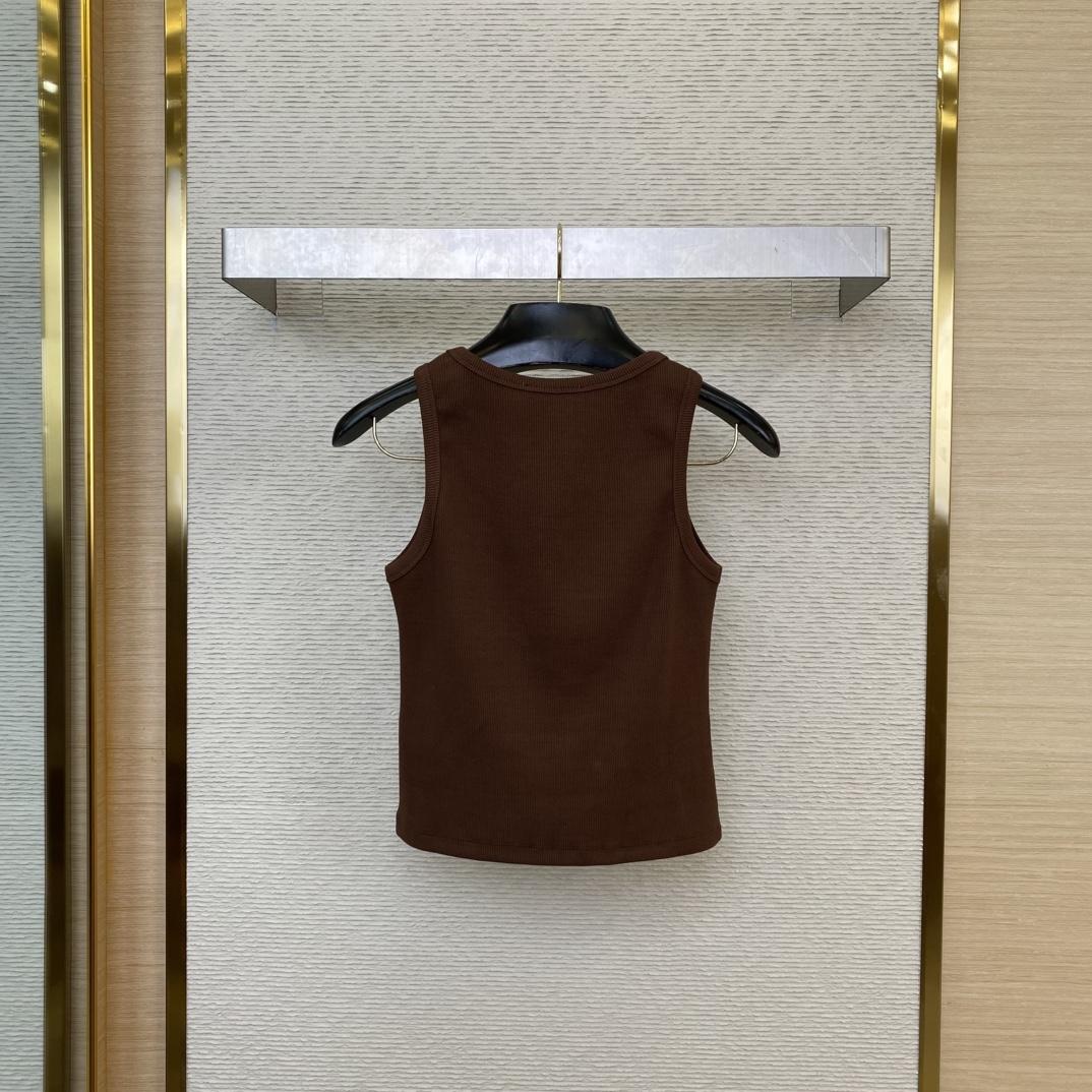 Miu Miu Brown Ribbed Knit Tank Top - 