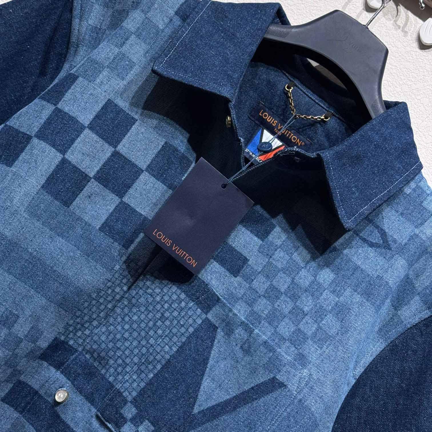 Louis Vuitton Printed Short-Sleeved Denim Shirt   1AFVQL - PerfectKickZ